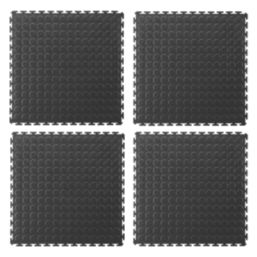 Ecotile Anti-Fatigue T-Joint 7mm Interlocking Floor Tiles Black 500mm 4 Pack