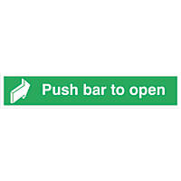 Non Photoluminescent "Push Bar to Open" Sign 75 x 600mm