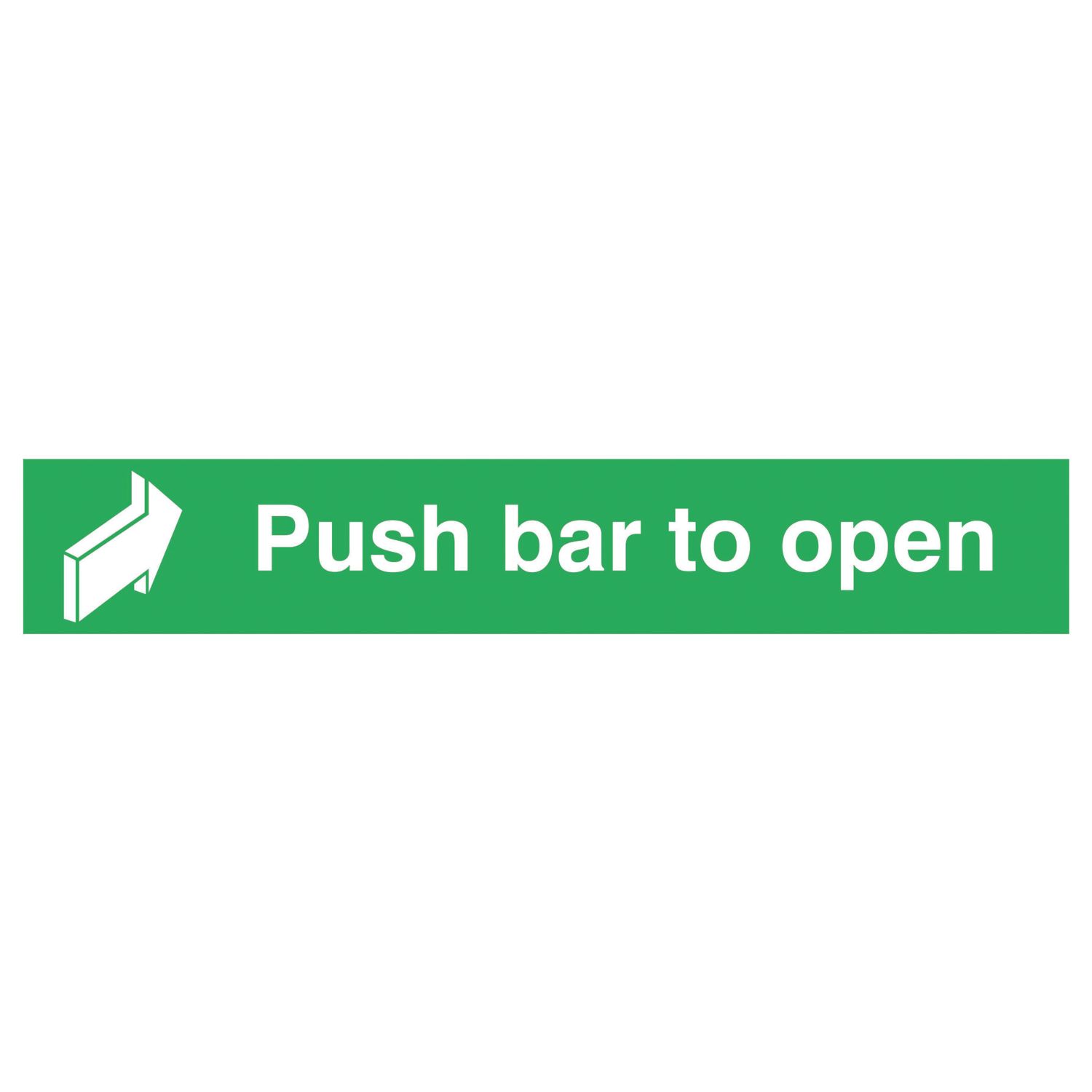 Non Photoluminescent "Push Bar to Open" Sign 75mm x 600mm (86740)