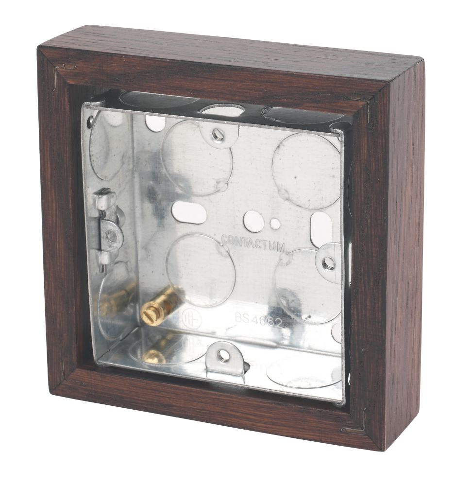 Varilight  1-Gang Surface Pattress Dark Oak Single Wall Box 25mm