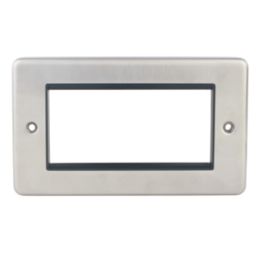 Hager Sollysta WRP4EUBSB 4-Module Modular Faceplate Brushed Steel