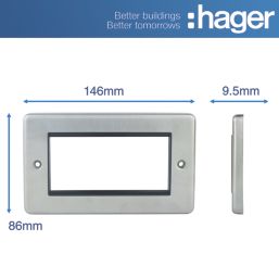 Hager Sollysta WRP4EUBSB 4-Module Modular Faceplate Brushed Steel