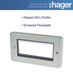 Hager Sollysta WRP4EUBSB 4-Module Modular Faceplate Brushed Steel