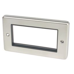 Hager Sollysta WRP4EUBSB 4-Module Modular Faceplate Brushed Steel