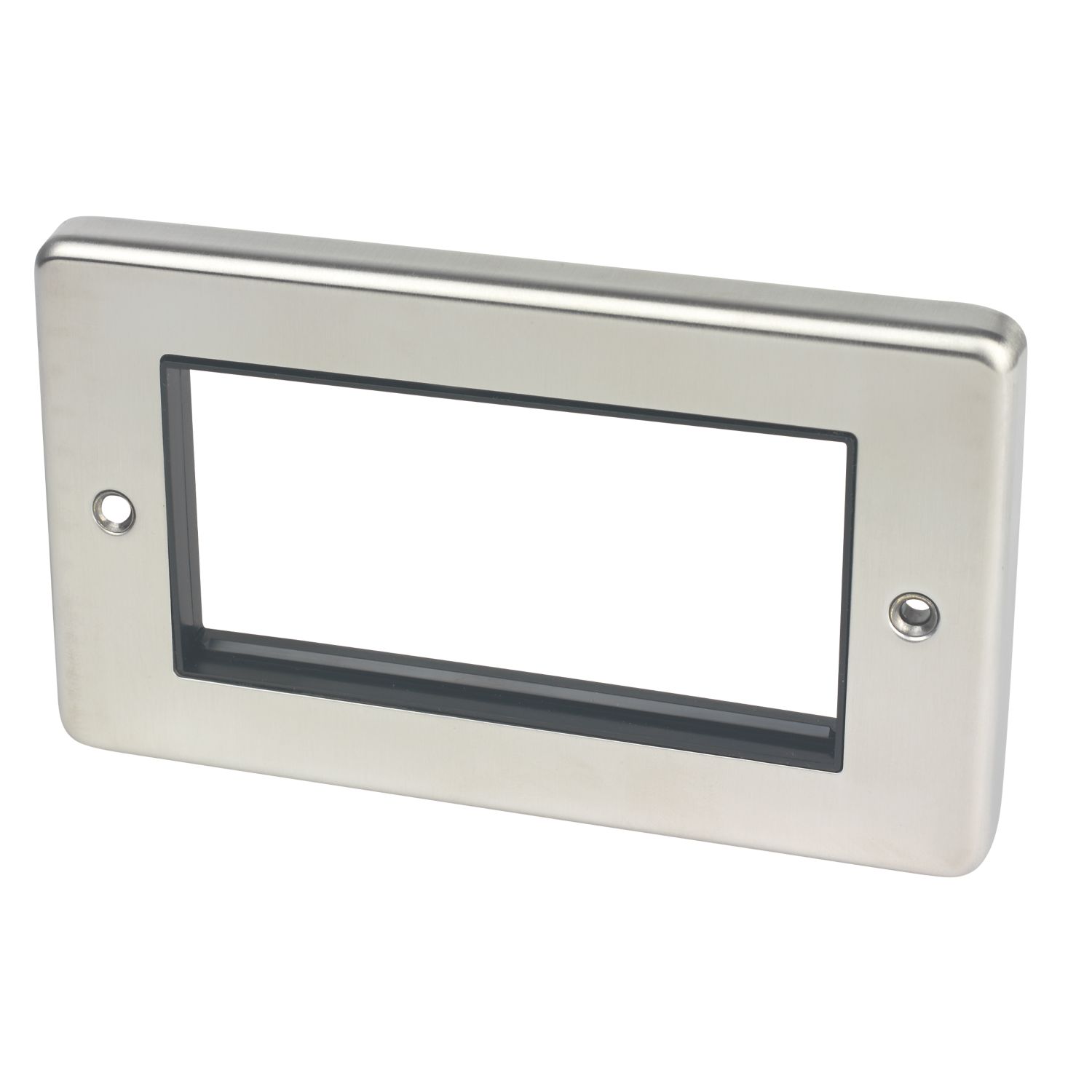 Hager Sollysta WRP4EUBSB 4-Module Modular Faceplate Brushed Steel (867AM)