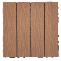 Apollo Brown Composite Interlocking Decking Tiles 24mm x 0.3m x 0.3m 9 Pack