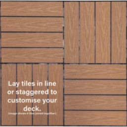 Apollo Brown Composite Interlocking Decking Tiles 24mm x 0.3m x 0.3m 9 Pack