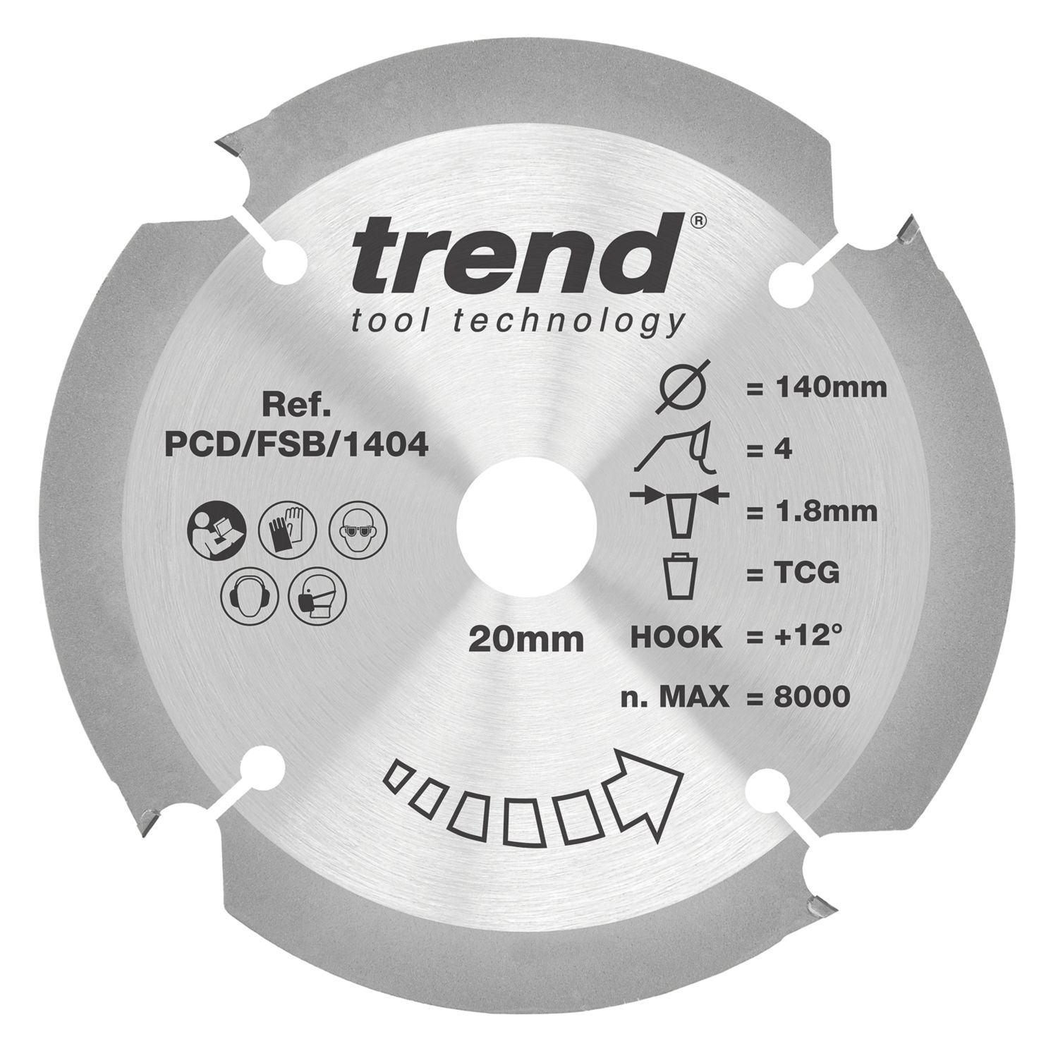 Trend PCD/FSB/1404 Multi-Material Circular Saw Blade 140mm x 20mm 4T (867EC)