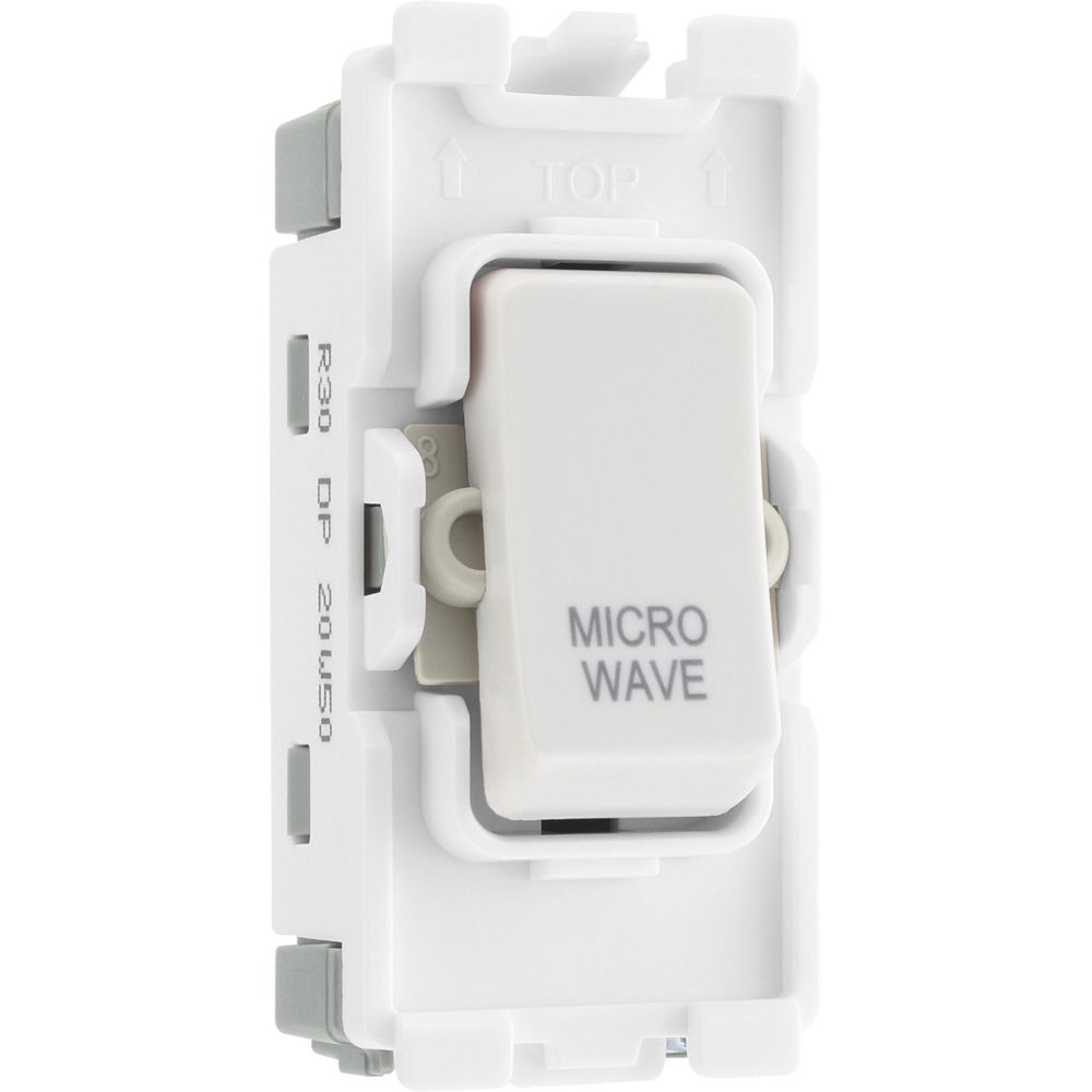 British General Nexus 800 Grid 20A Grid DP Microwave Switch White