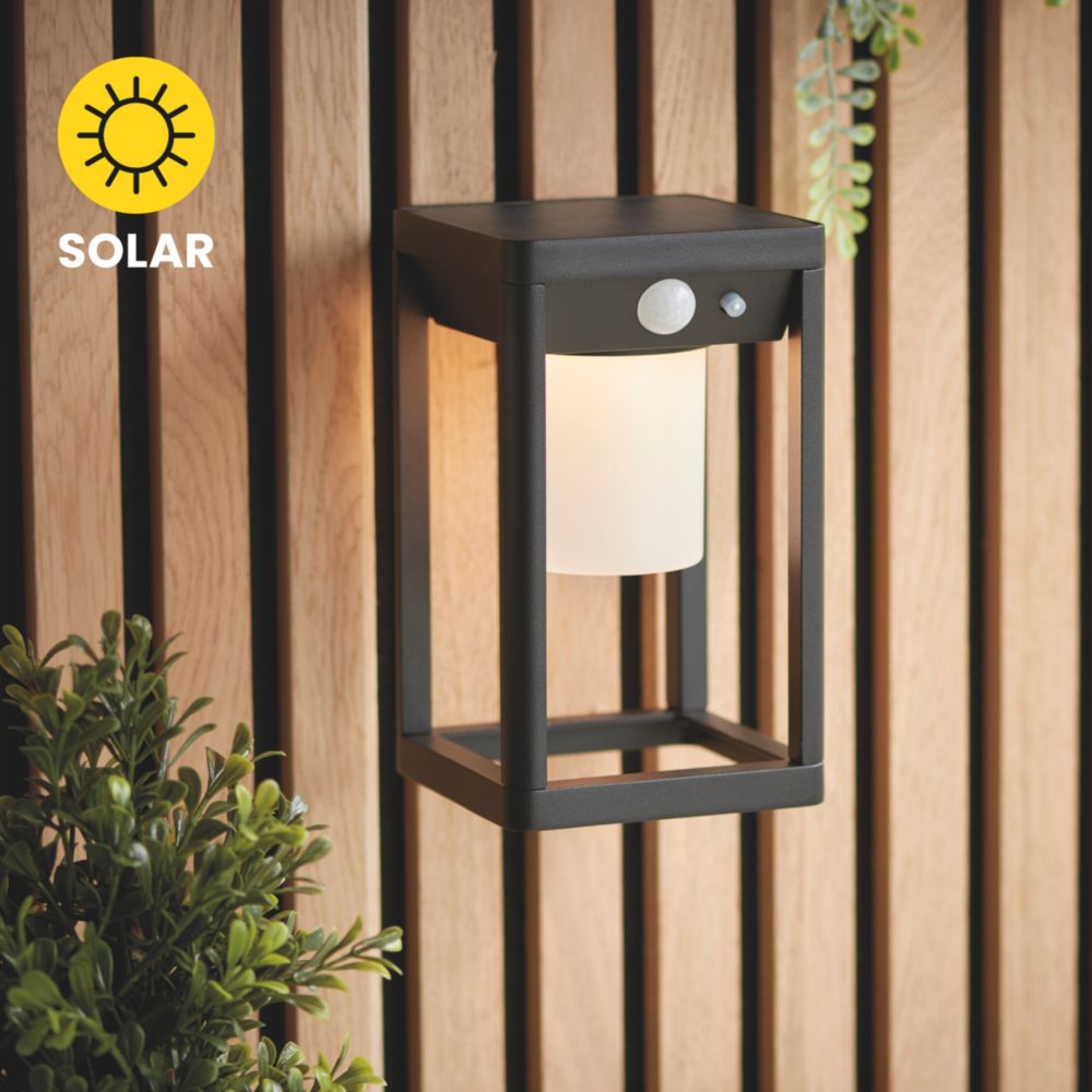 Saxby Taurus Outdoor LED Solar Wall Light With PIR Photocell Sensor Black 200lm Screwfix