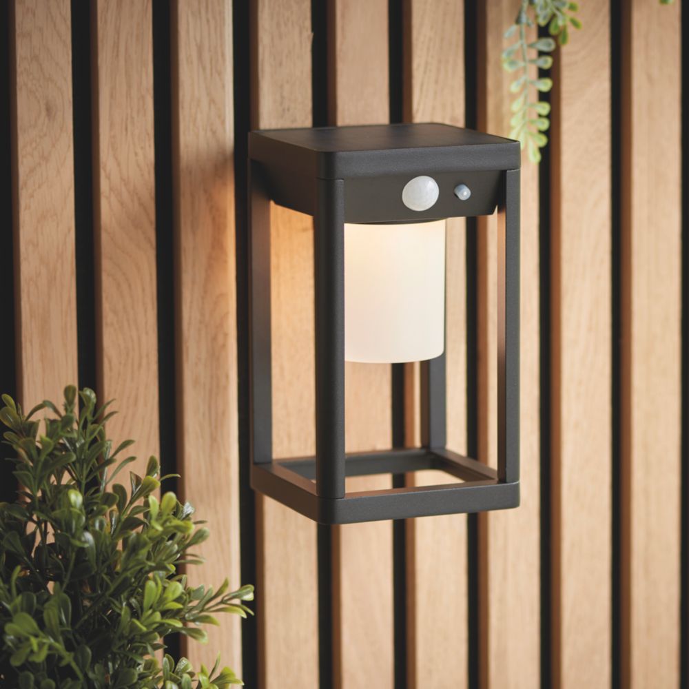 Saxby Taurus Outdoor LED Solar Wall Light With PIR Photocell Sensor Black 200lm Screwfix