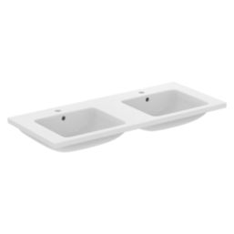 Ideal Standard i.life B Wall Hung Vanity Unit with Chrome Handles & Double Basin Matt White 1200mm x 505mm x 630mm