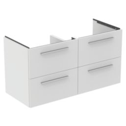 Ideal Standard i.life B Wall Hung Vanity Unit with Chrome Handles & Double Basin Matt White 1200mm x 505mm x 630mm