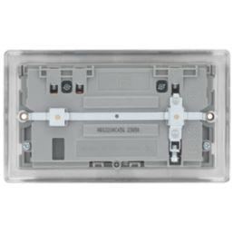 British General Nexus Metal 13A 2-Gang SP Switched Socket + 3A 45W 2-Outlet Type A & C USB Charger Brushed Steel with Grey Inserts