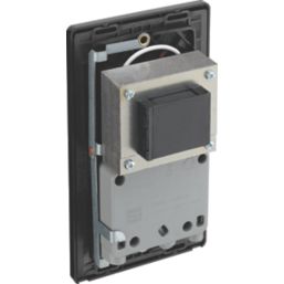 British General Evolve 2-Gang Dual Voltage Shaver Socket 115/240V Black Chrome with Black Inserts