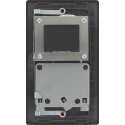 British General Evolve 2-Gang Dual Voltage Shaver Socket 115/240V Black Chrome with Black Inserts