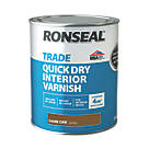 Ronseal Trade Quick Dry Interior Varnish Satin Dark Oak 750ml