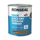 Ronseal 750ml Dark Oak Satin Water-Based Interior Wood Varnish
