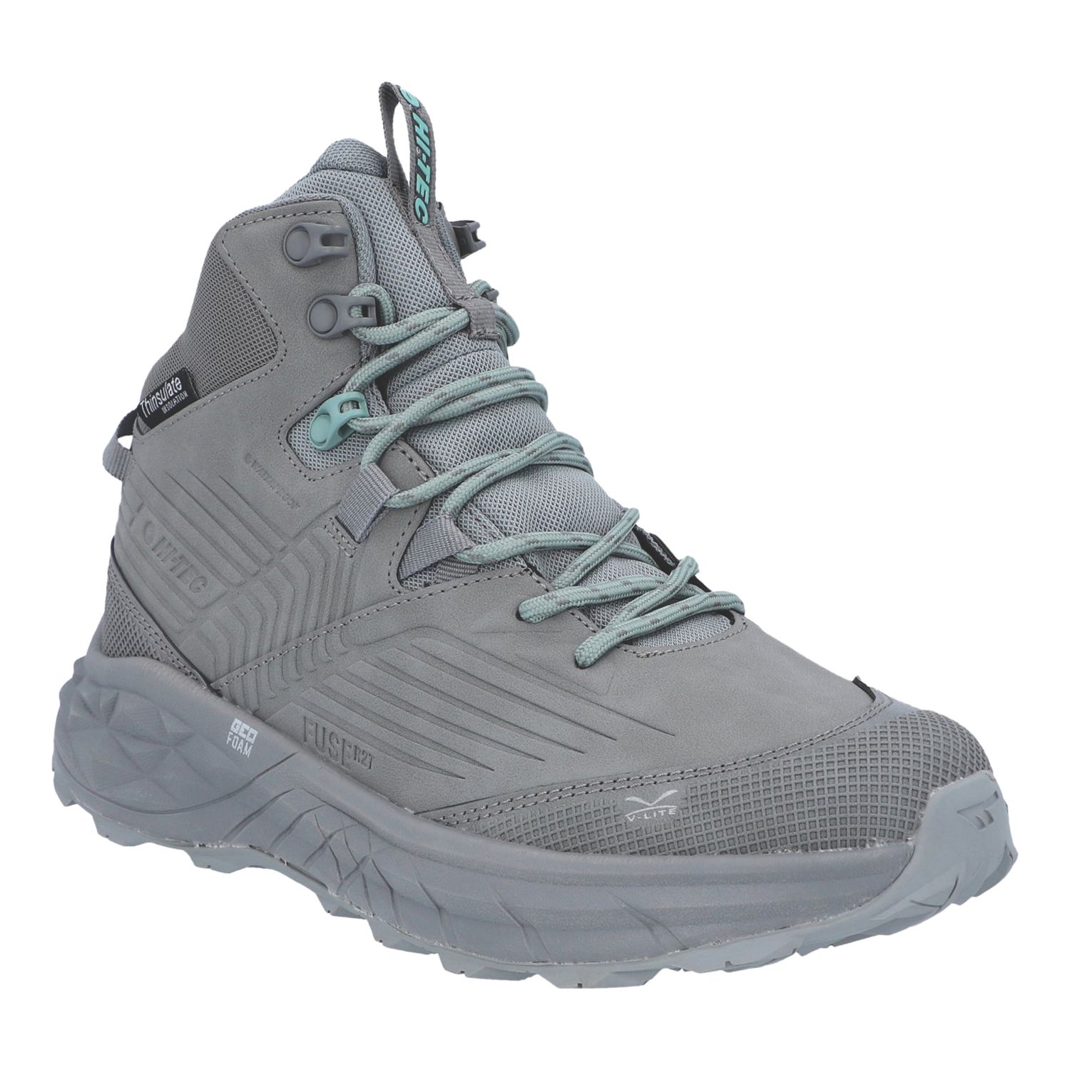 Hi-Tec Fuse Trek Mid Size 4 Womens Grey Waterproof Non Safety Work Boots (868XE)