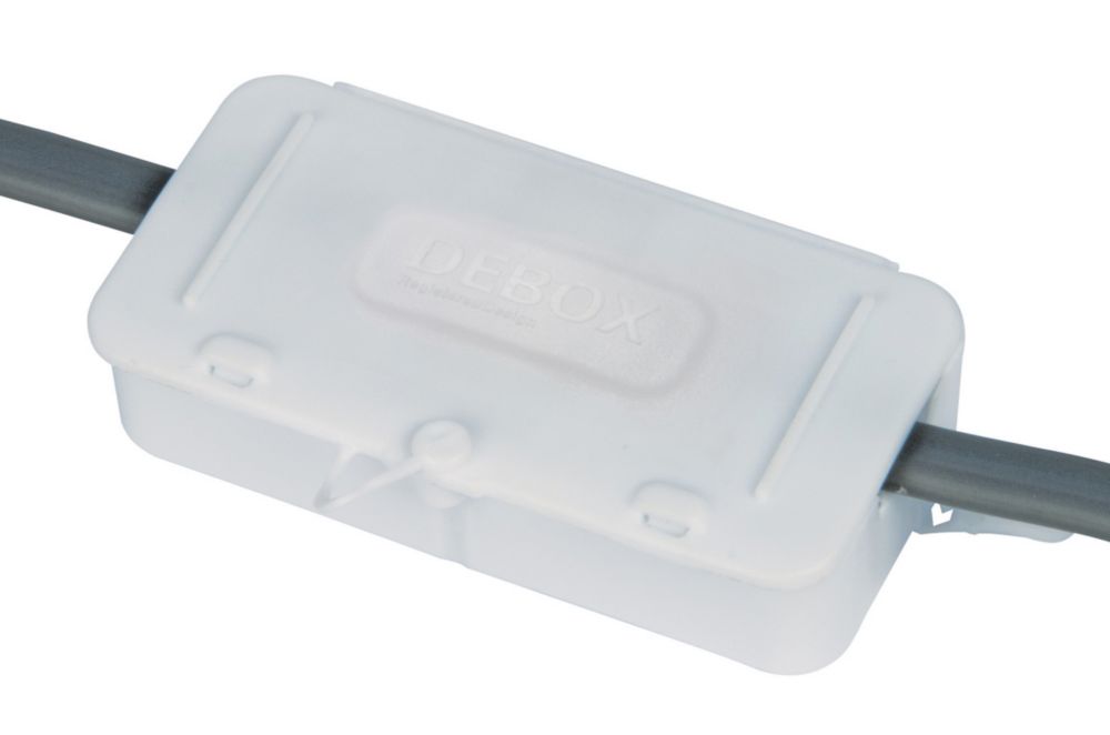 Debox 24A In-line Junction Box 50 x 102 x 28.5mm White - Screwfix