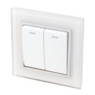 Retrotouch Crystal 10A 2-Gang 2-Way Light Switch  White Glass