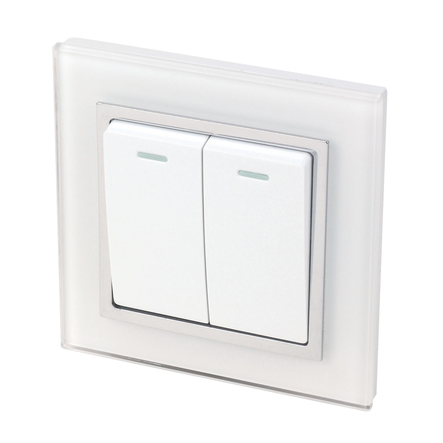 Retrotouch Crystal 10A 2-Gang 2-Way Light Switch White Glass (8698J)