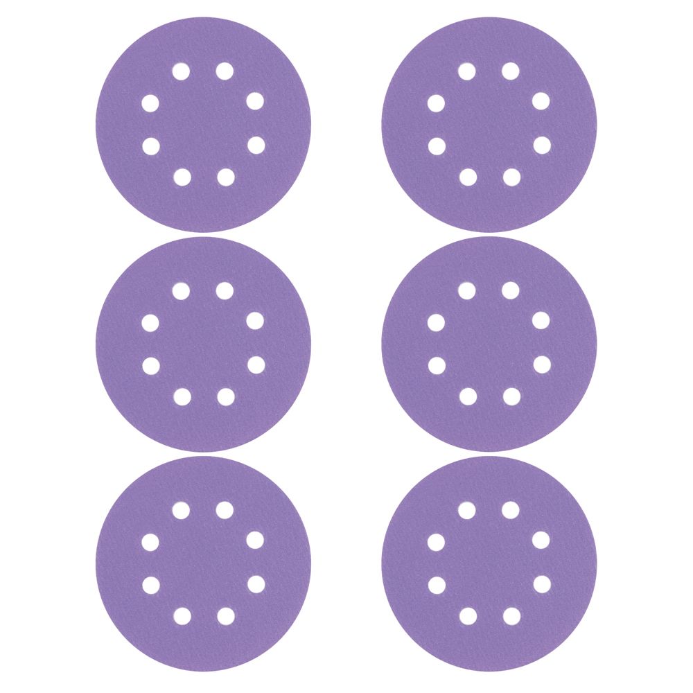 Trend AB/125/M6 60, 120 & 240 Grit 8-Hole Punched Multi-Material Random Orbital Sanding Discs 125mm 6 Pack