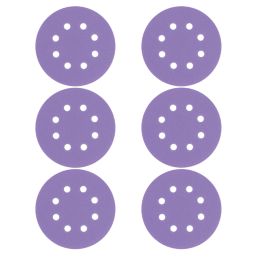 Trend  AB/125/M6 60, 120 & 240 Grit 8-Hole Punched Multi-Material Random Orbital Sanding Discs 125mm 6 Pack