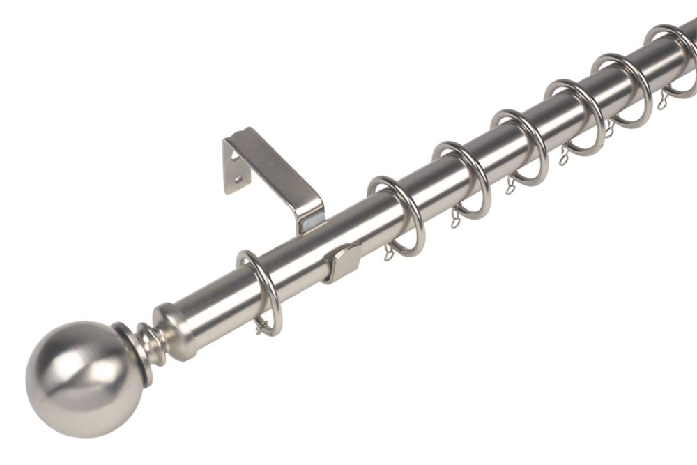 Cooke & Lewis Aluminium & Steel Curtain Pole Set Satin NickelEffect
