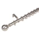 Cooke & Lewis Satin Nickel-Effect Curtain Pole Set 28mm x 1.8 - 3.2m