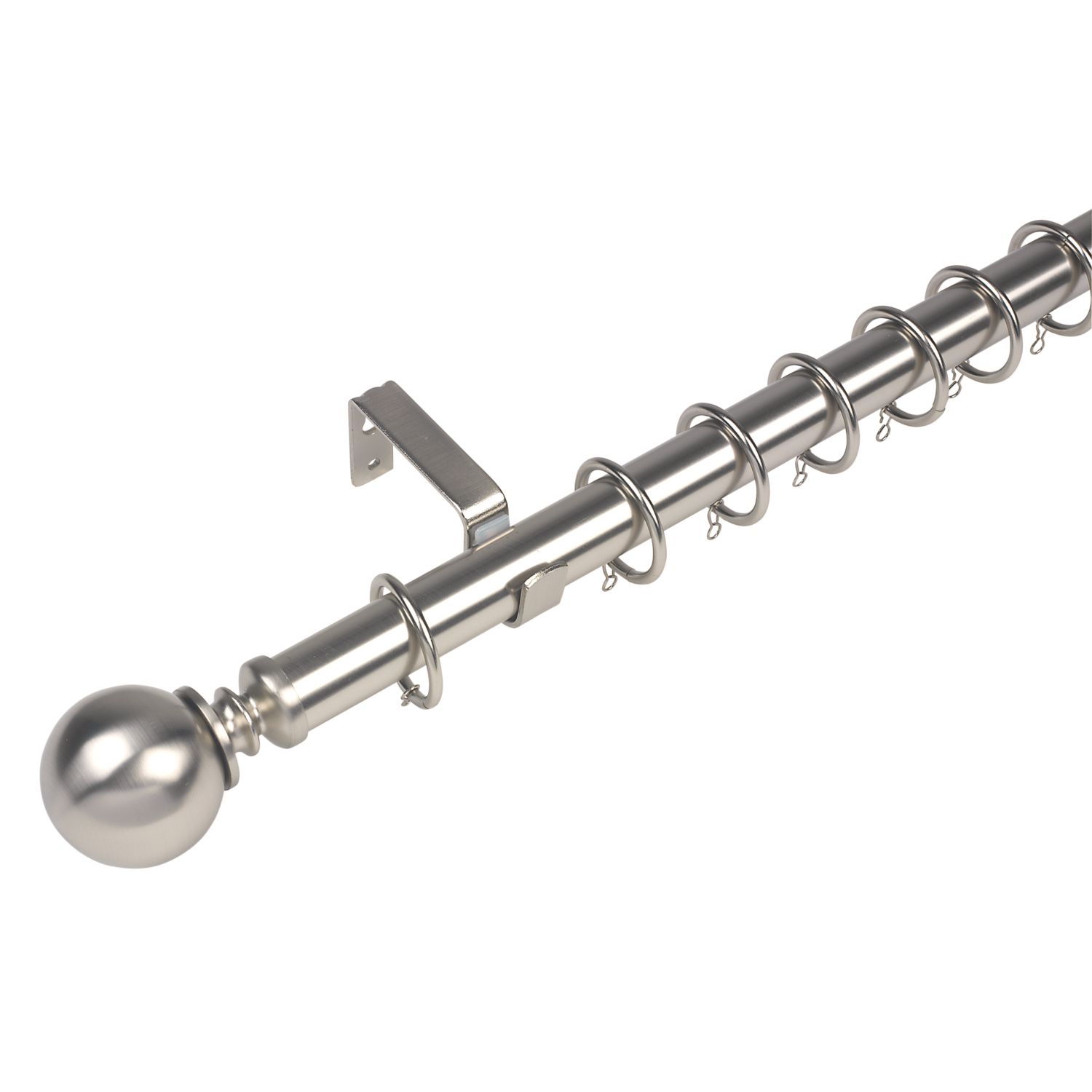 Cooke & Lewis Satin Nickel-Effect Curtain Pole Set 28mm x 1.8 - 3.2m (869JE)