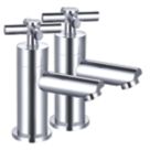 ETAL Oban Polished Chrome 133mm Cloakroom Cross Head 2 Tap Holes Basin Pillar Tap