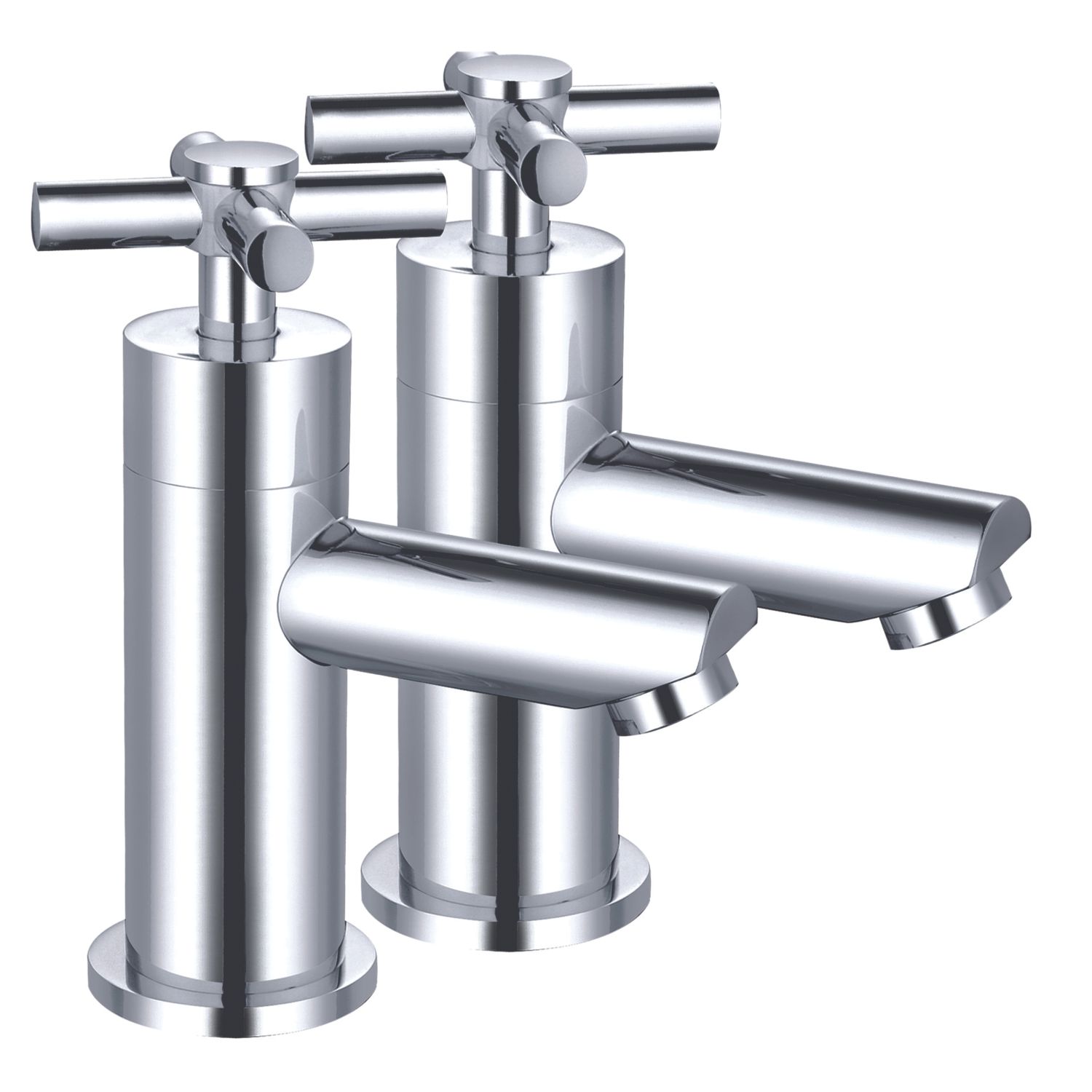 ETAL Oban Polished Chrome 133mm Cloakroom Cross Head 2 Tap Holes Basin Pillar Tap (869KG)