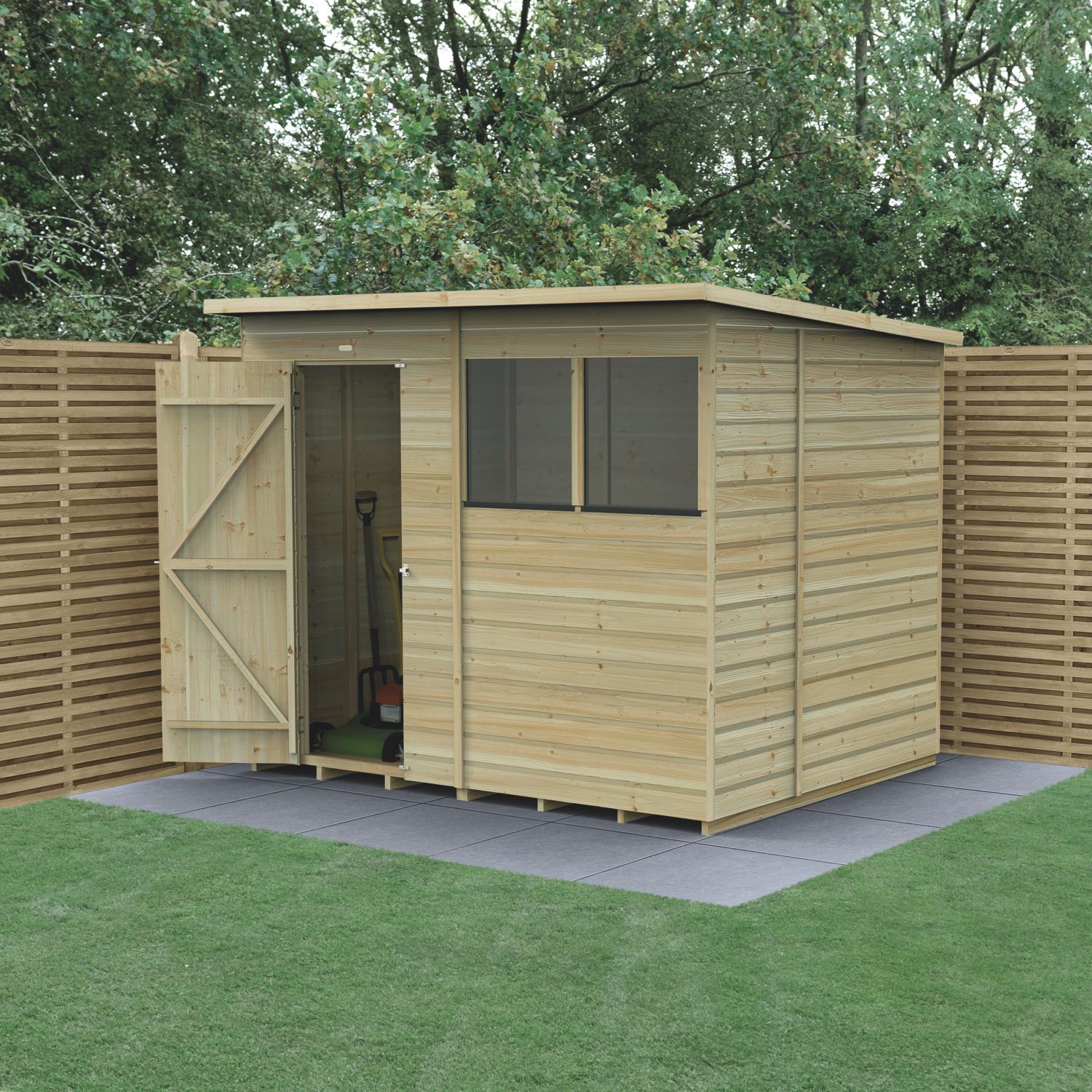 Forest Beckwood 7' 6" x 6' (Nominal) Pent Shiplap Timber Shed with Assembly (869PW)