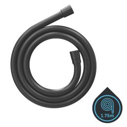Swirl  Smooth Shower Hose Matt Black 10mm x 1.75m