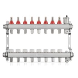 JG Underfloor 8 Port LowFit Heating Manifold Brushed Steel