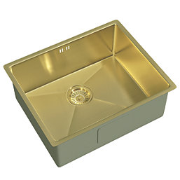 ETAL Elite 1 Bowl Stainless Steel Inset / Undermount Kitchen Sink Brushed Brass 540mm x 205mm
