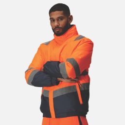 Regatta Pro Hi Vis Bomber Jacket Orange/Navy 3X Large 58" Chest