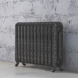 Arroll 597mm x 814mm 3108BTU Black / Silver Cast Iron 2 Column Radiator
