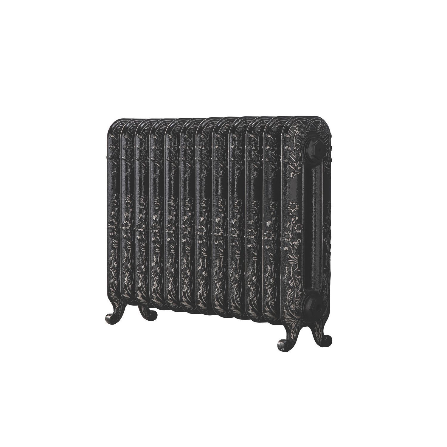 Arroll 597mm x 814mm 3108BTU Black / Silver Cast Iron 2 Column Radiator (870KY)