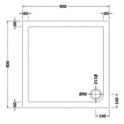ETAL  Framed Square Pivot Door Shower Enclosure & Tray  Chrome 895mm x 890mm x 1940mm
