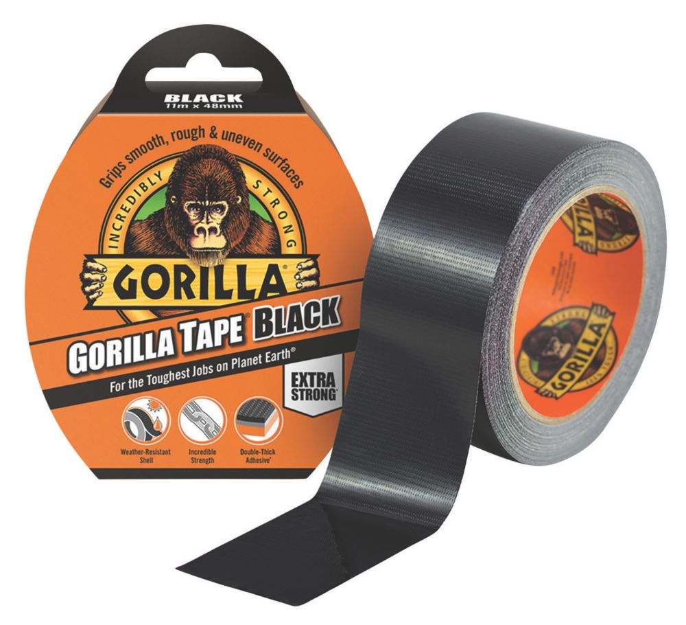 Gorilla Glue Cloth Tape 48 Mesh Black 11m x 48mm - Screwfix