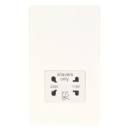Varilight  2-Gang Dual Voltage Shaver Socket 115 / 230V Ice White with White Inserts