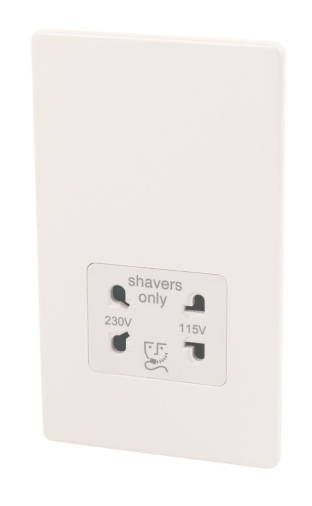 Varilight  2-Gang Dual Voltage Shaver Socket 115 / 230V Ice White with White Inserts