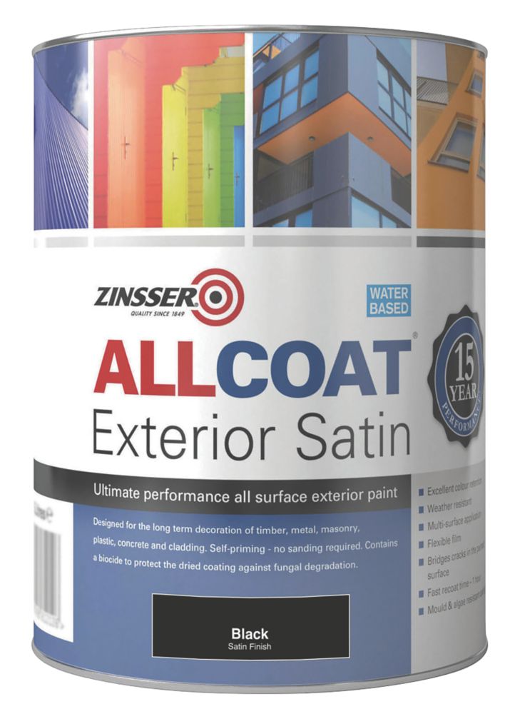 Wickes Trade Satin Wood & Metal Paint - Black - 1L