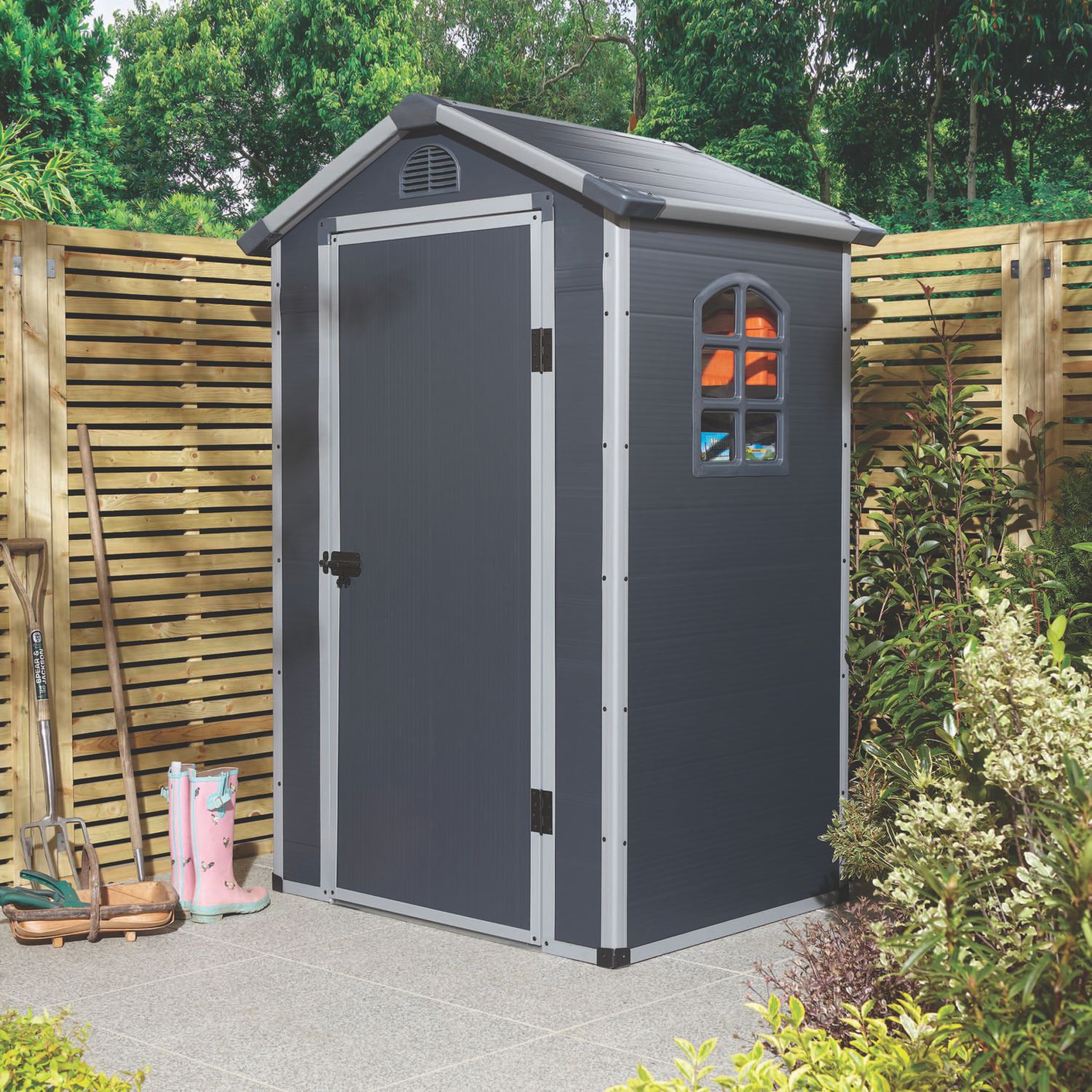 Rowlinson Airevale 4' x 3' (Nominal) Apex Plastic Storage Shed Dark Grey (871CL)