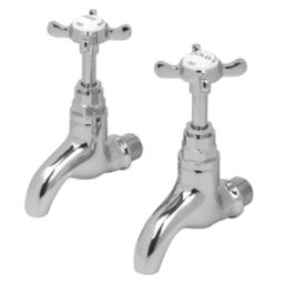 Bristan 1901 Traditional Cross Head Bib Taps Chrome 1 Pair