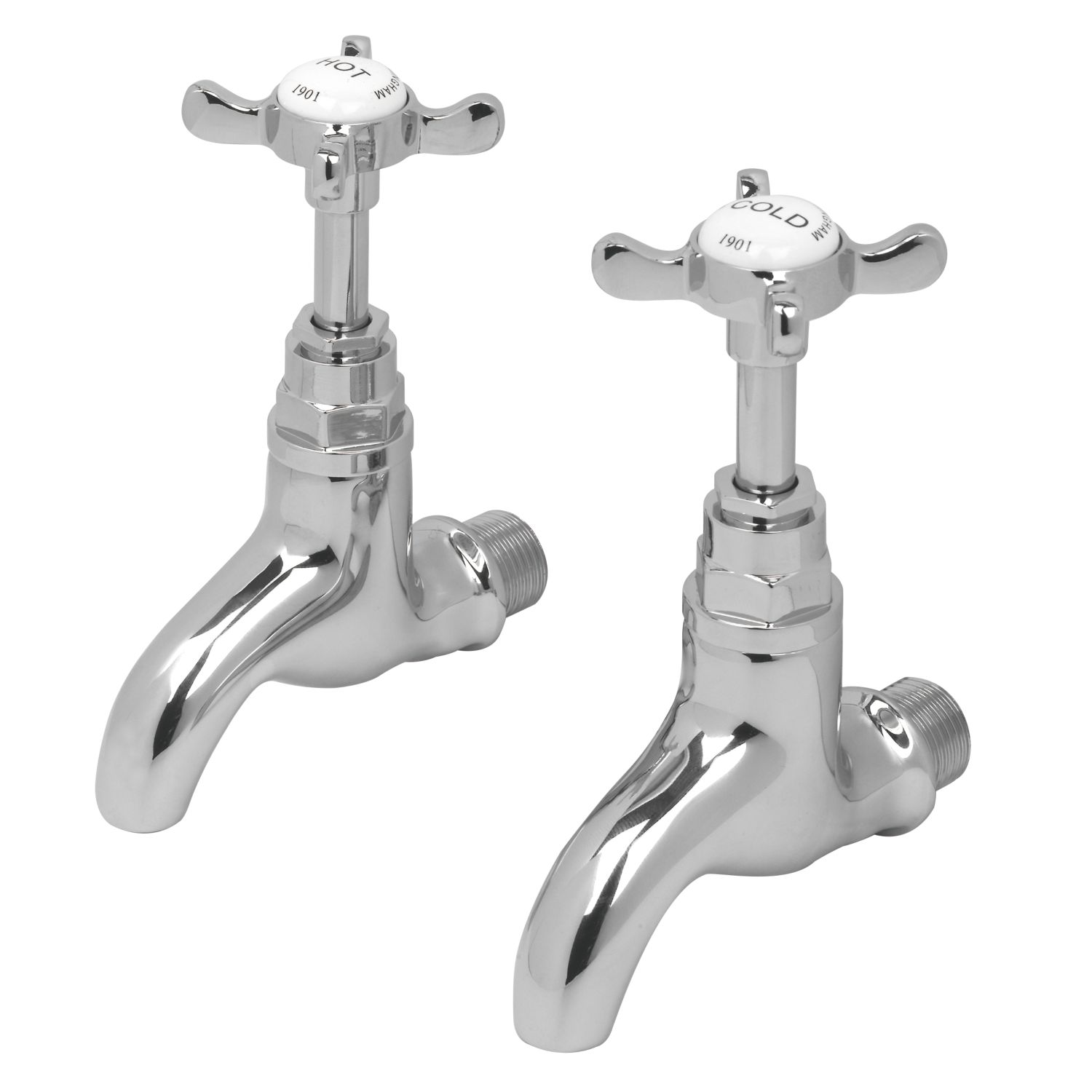 Bristan 1901 Traditional Cross Head Bib Taps Chrome 1 Pair (871JE)