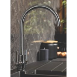Streame by Abode Brolle Swan Dual-Lever Mono Mixer Kitchen Tap Chrome