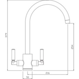 Streame by Abode Brolle Swan Dual-Lever Mono Mixer Kitchen Tap Chrome